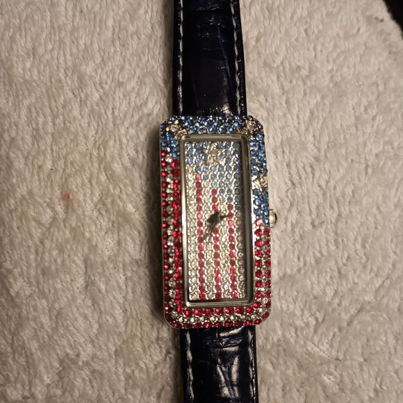 Main Line Time Rhinestone American flag themed watch. - Picture 1 of 3